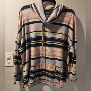 Db Sunday Striped Cowl Neck Long Sleeve Sweater in Size 2X
